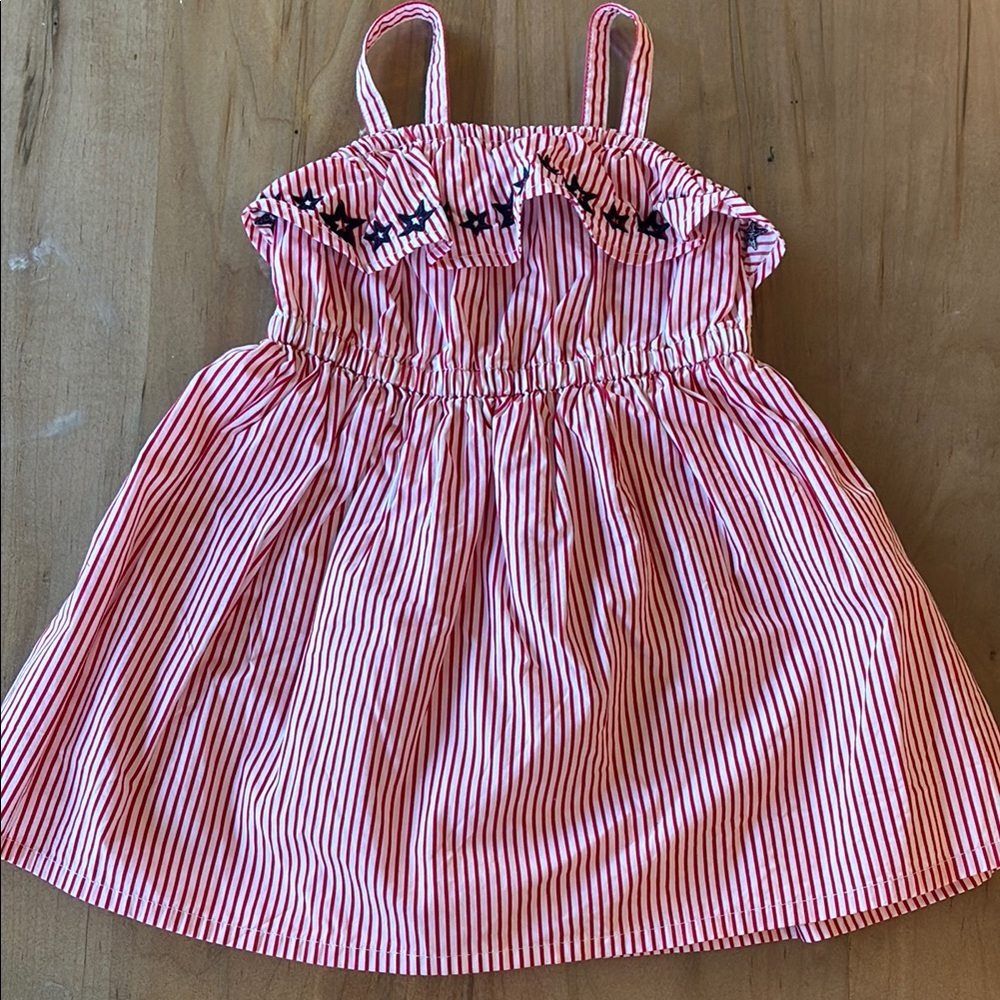 Red and White Striped Dress with Navy Stars - Gymboree - 2T